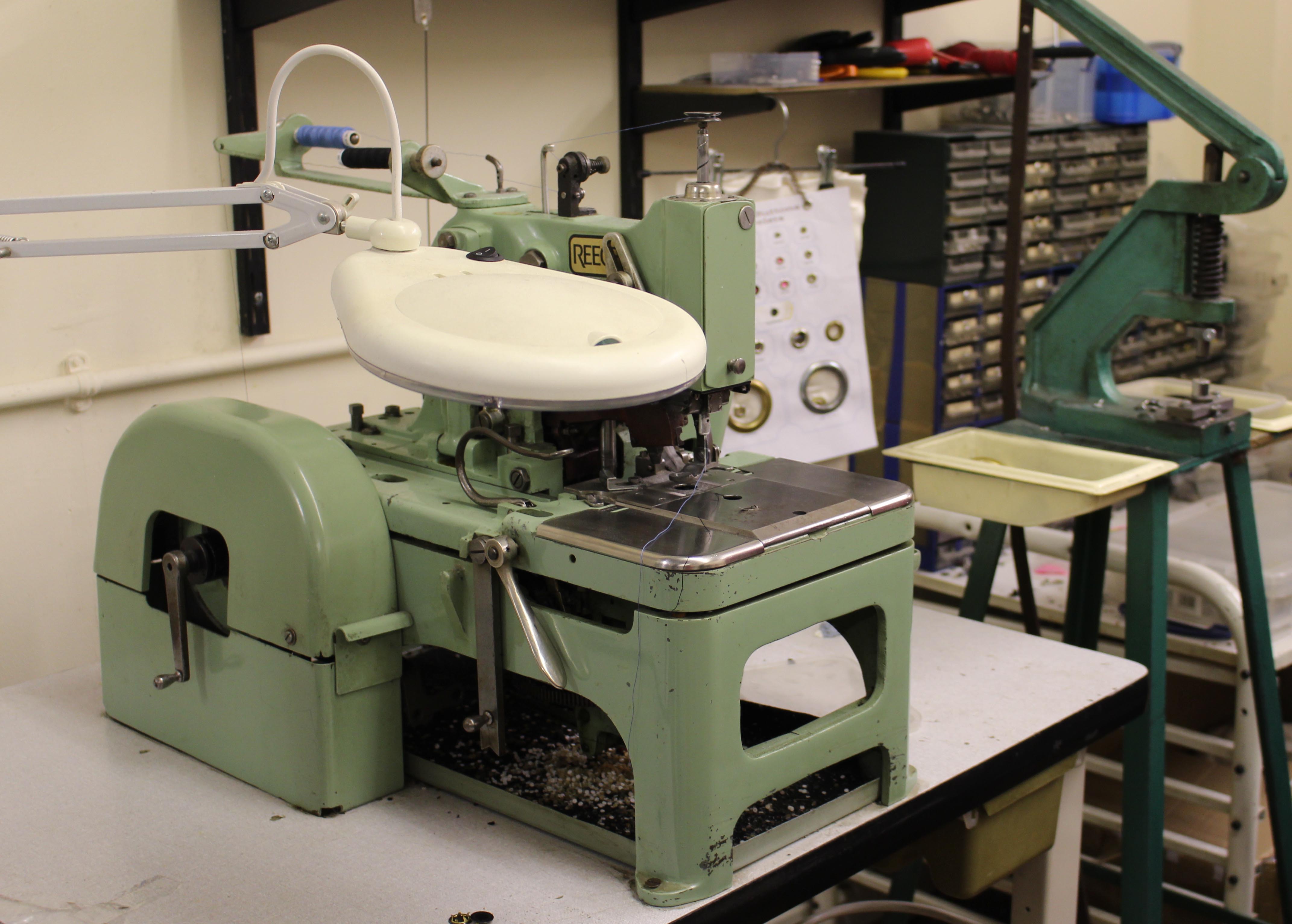 Reece buttonhole machine, DM Buttons, 2018, Clare Lynch