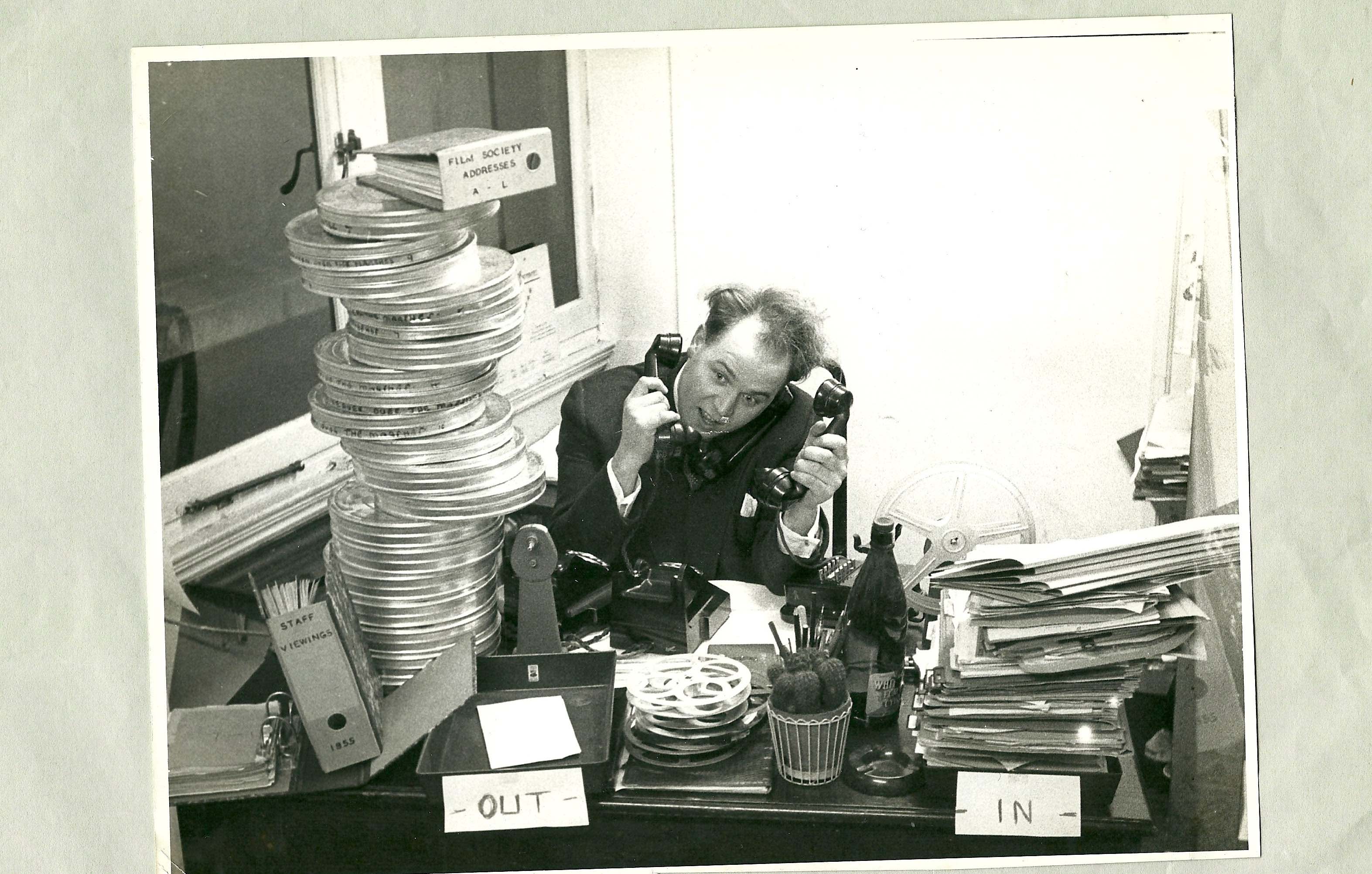 Leslie Hardcastle at the BFI Central Booking Agency, 164 Shaftsbury Avenue, c.1950, courtesy Leslie Hardcastle