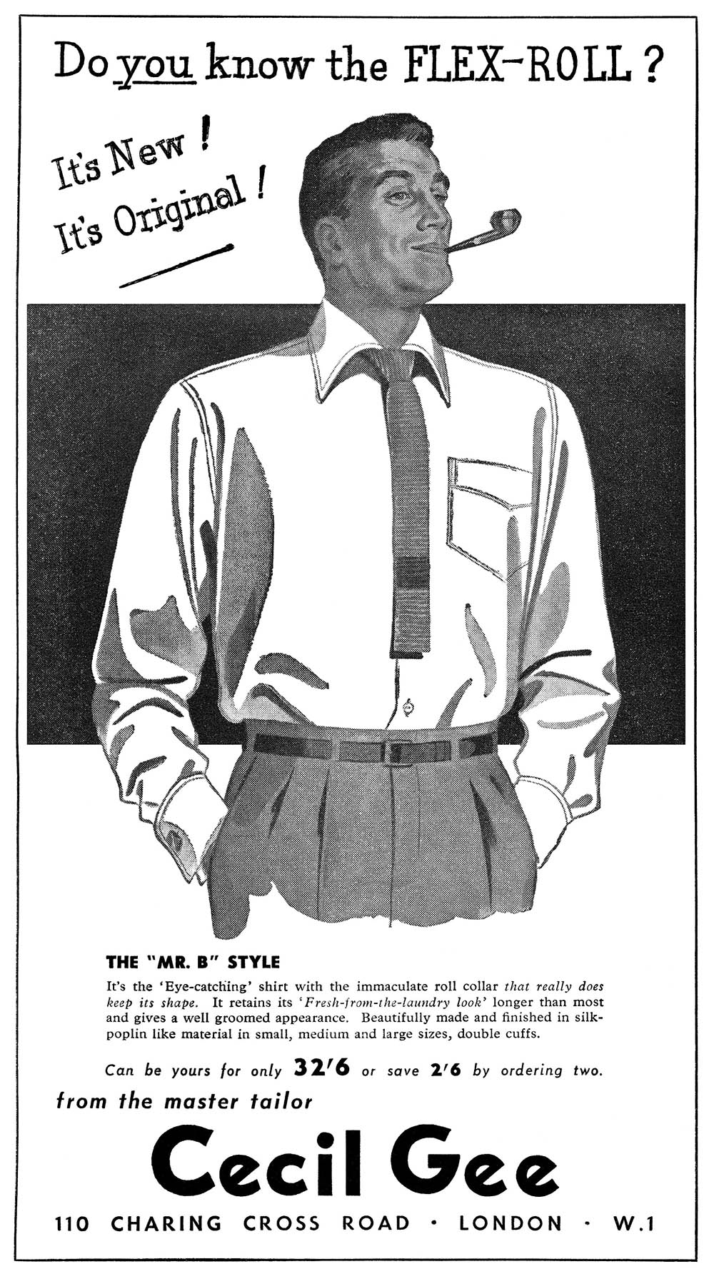 Advertisement for Men’s Fashion Store, Cecil Gee, 1954, Neil Baylis / Alamy Stock Photo