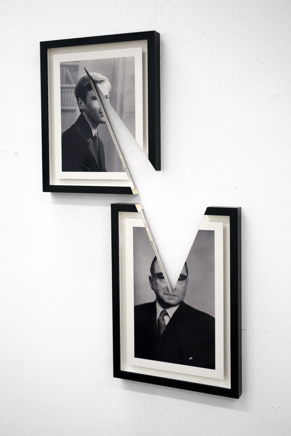 Jonny Briggs, Tangents (My eye looking through cut photographs of my Father and Grandfather), 60 x 65cm, image courtesy Jonny Briggs