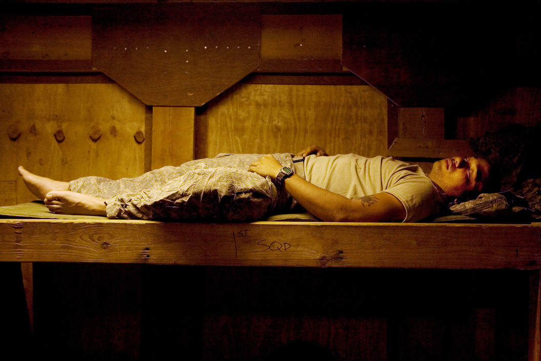 Tim Hetherington AFGHANISTAN. Korengal Valley, Kunar Province. June 2008. Lizama sleeping. Tim Hetherington/IWM/Magnum Photos