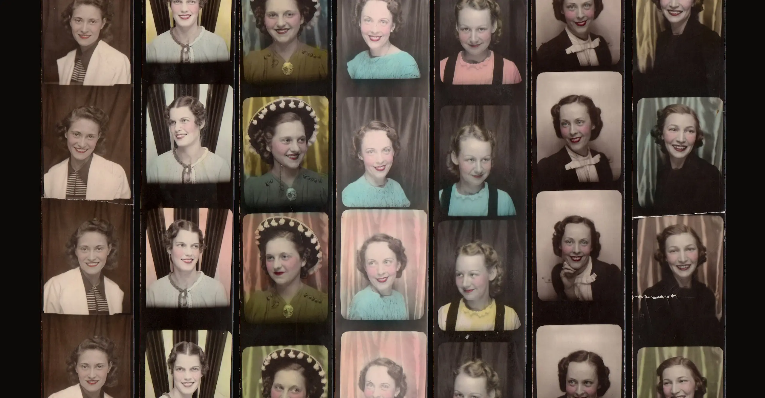 Collection of vintage colour photo strips