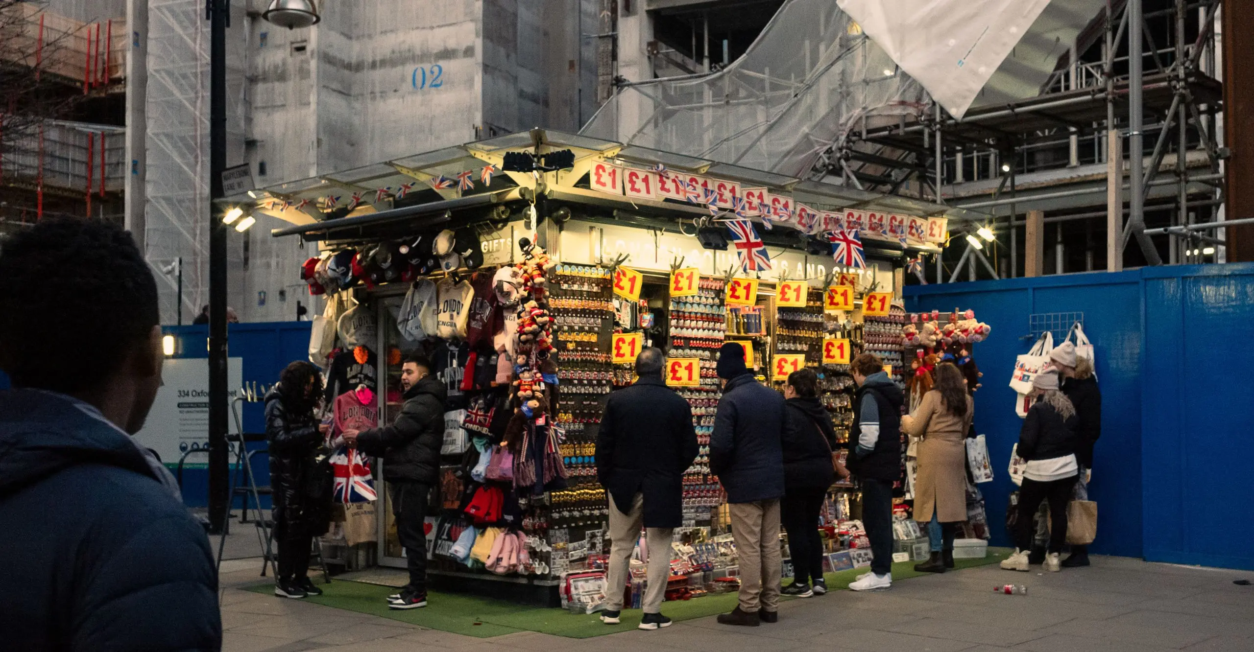 Colour photo of street stall on Oxford Street