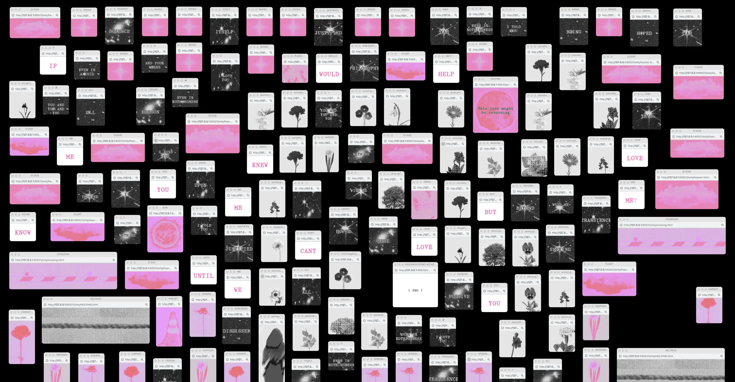 An image of many windows on a desktop. Black white and pink. With the words including 'If you knew me'