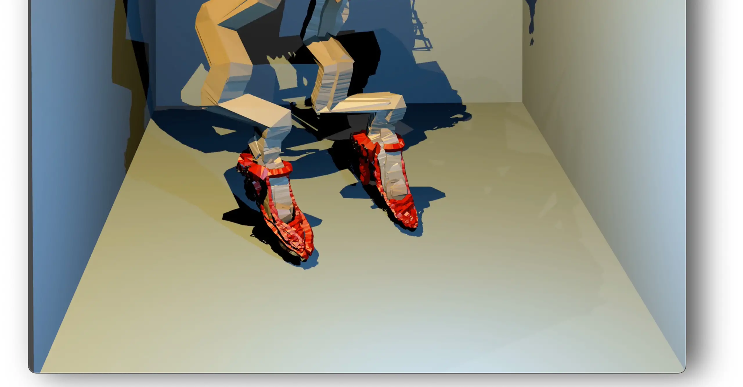 Wobbly, digitally painted legs in red high heeled shoes