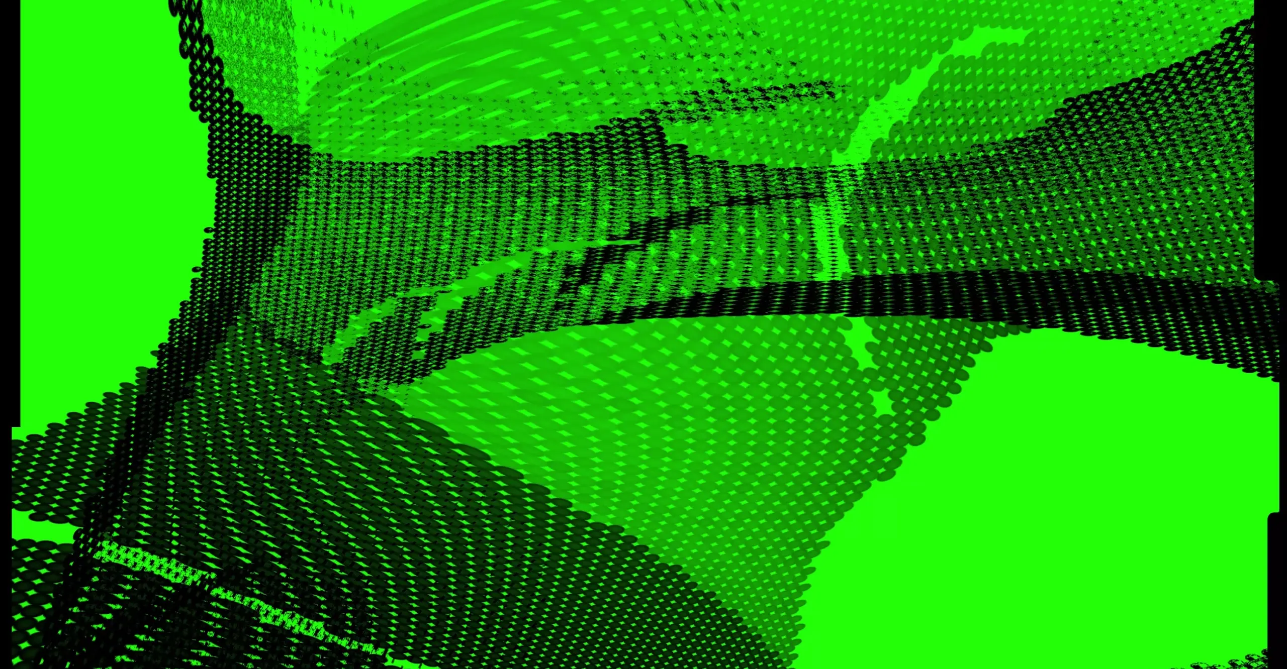 a digital image of green and black render lines flowing between and through each other
