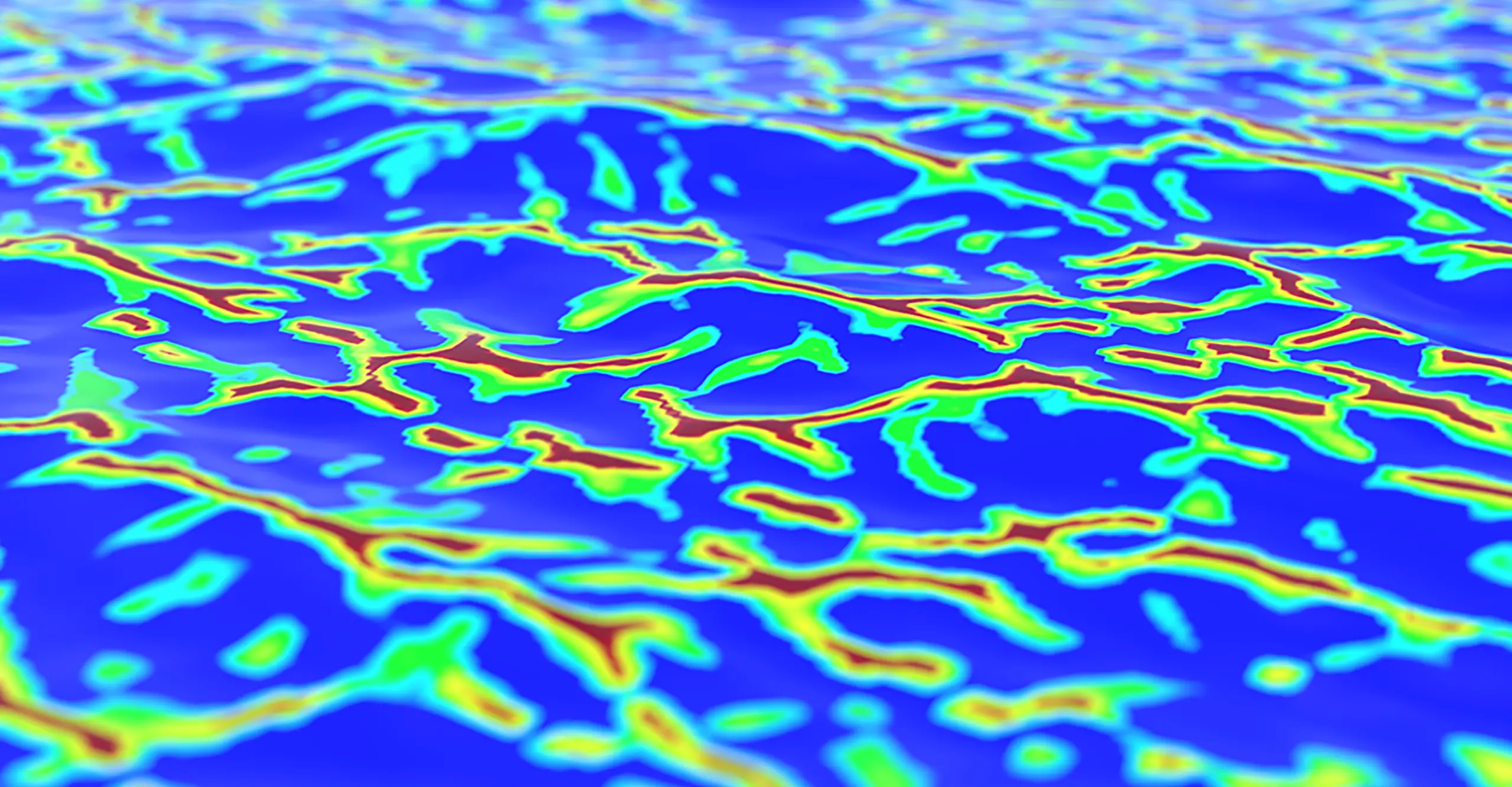 A processed thermal-image of a body of water