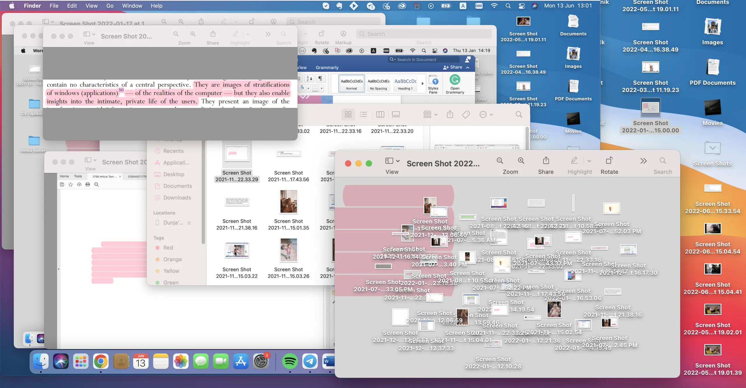 A screenshot of a computer desktop showing multiple screenshots