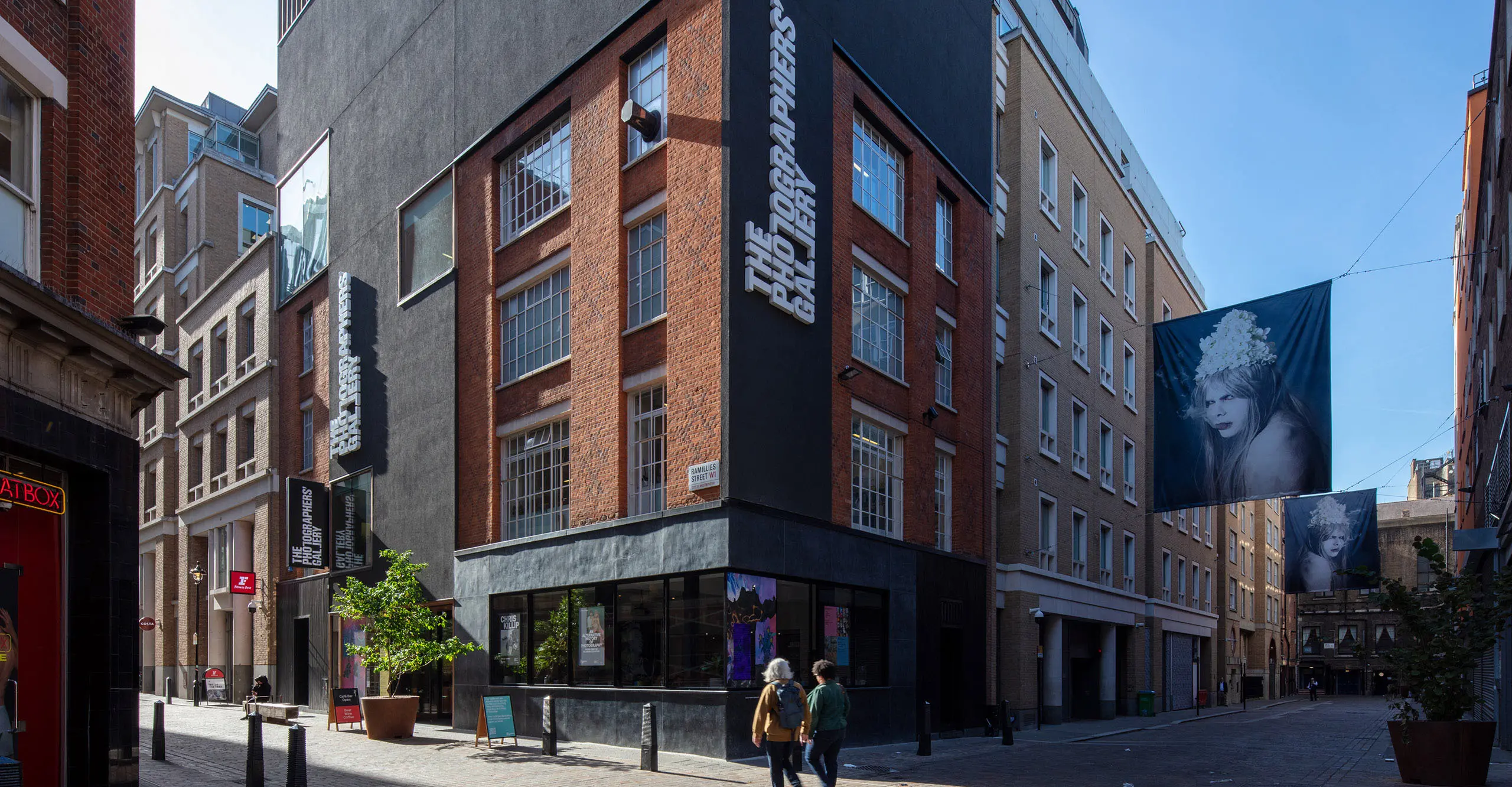 Exterior shot of The Photographers Gallery in Soho London on a sunny day