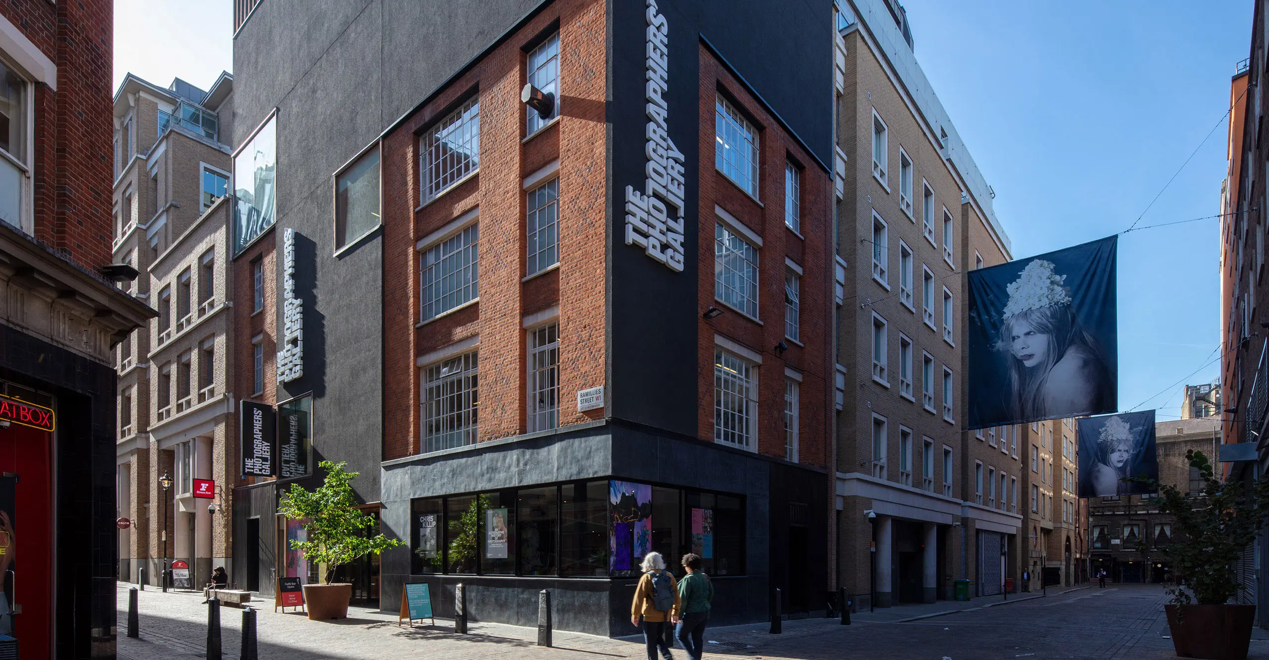 Exterior shot of The Photographers' Gallery in the daytime from Soho Photography Quarter.