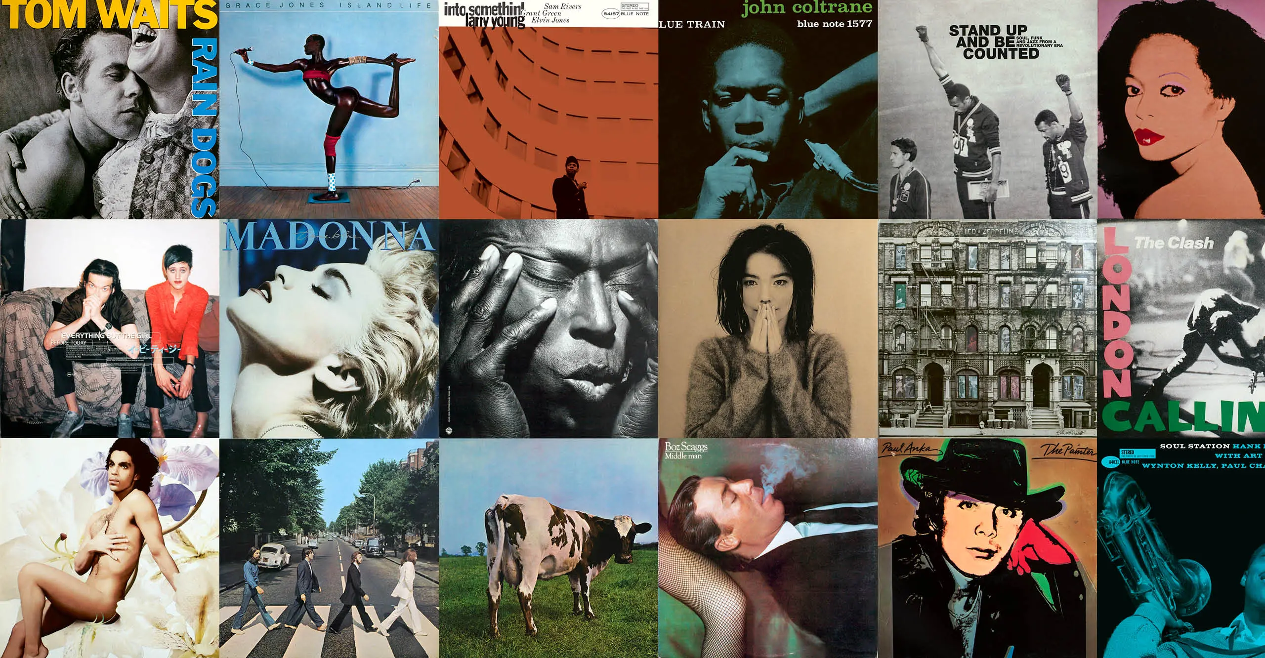 image grid of several vinyl album covers