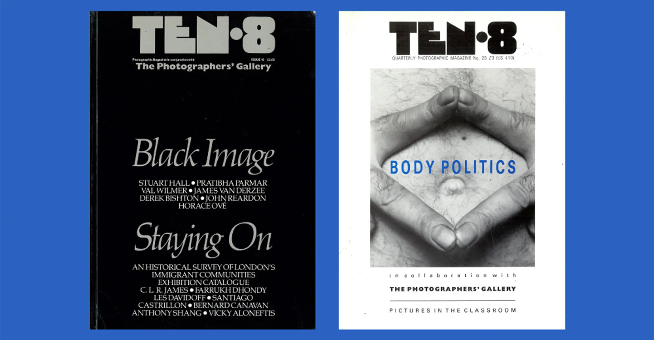 Photograph of two Ten.8 magazine covers side by side