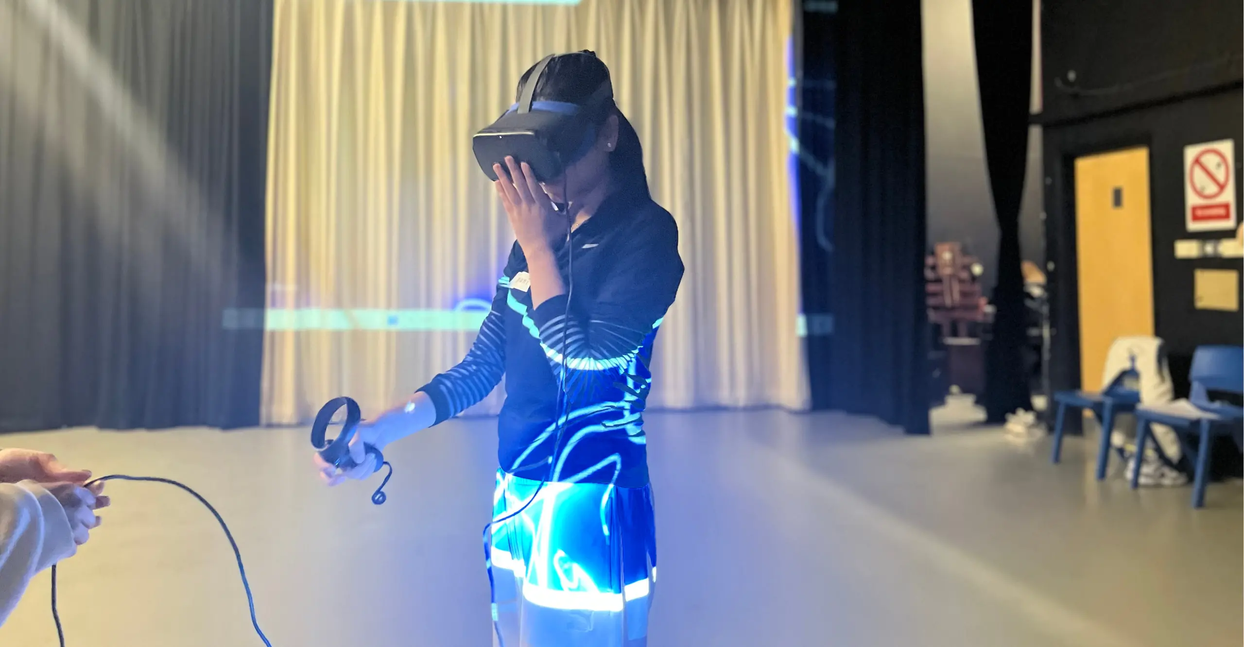 A person with a VR headset