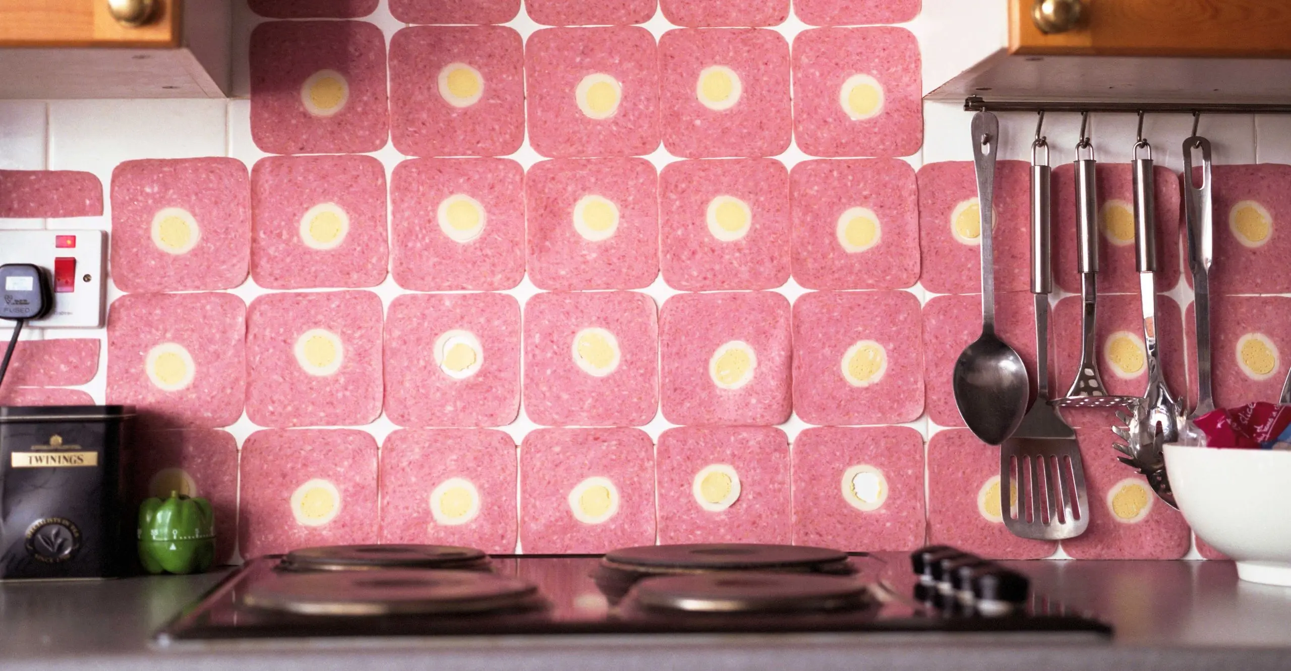 kitchen with sausage tiles