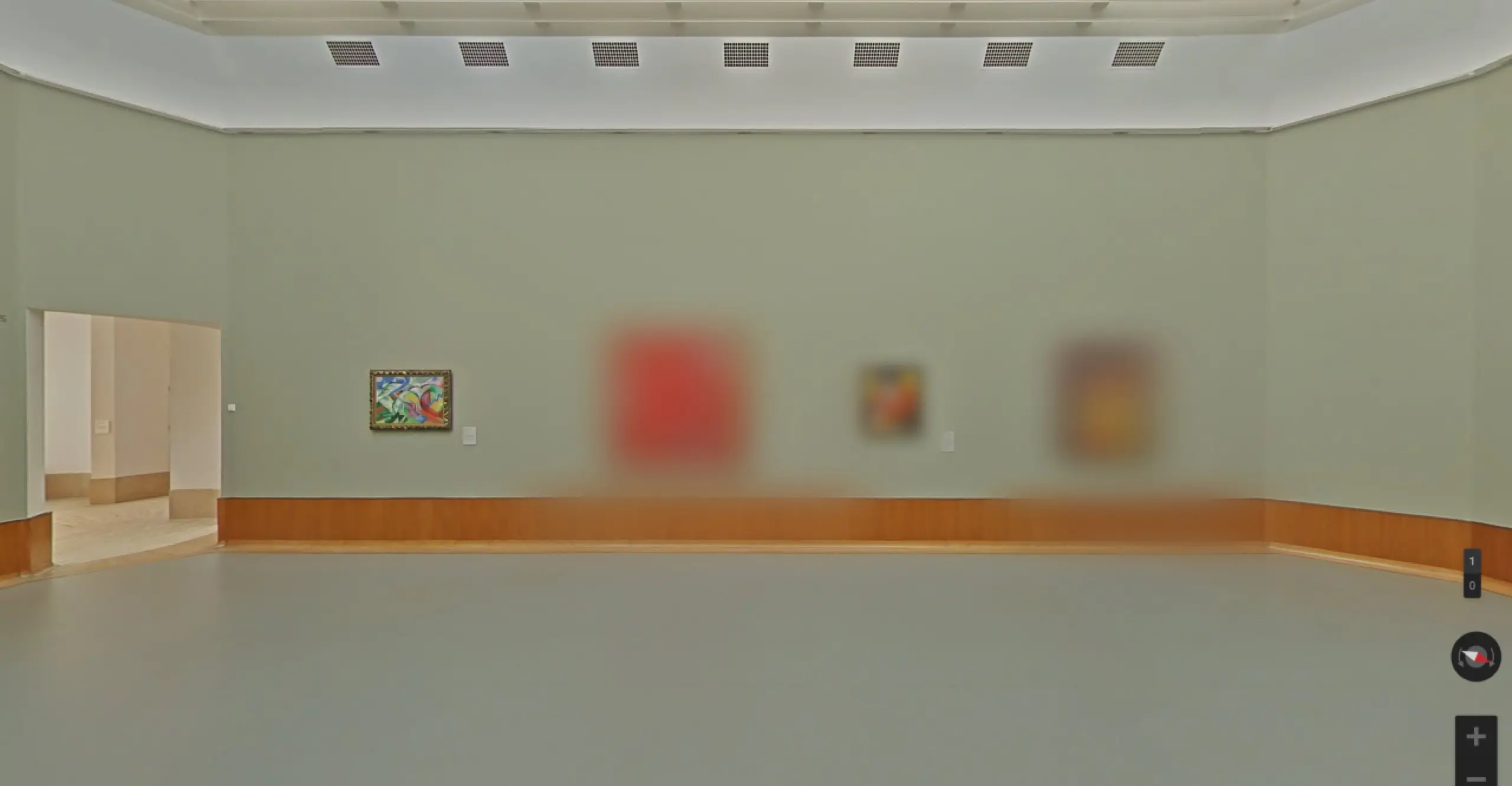 Gallery room with some images blurred and some in focus