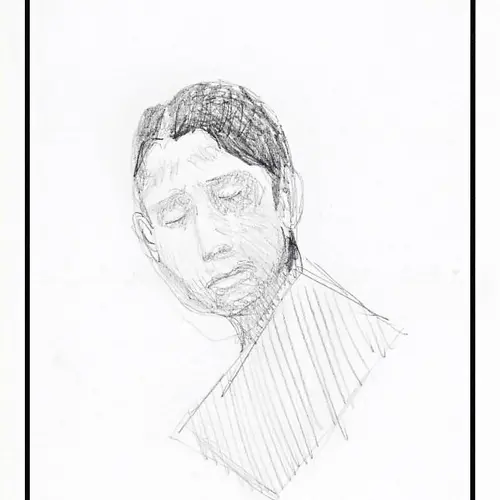 postcard with drawing of a girl's head