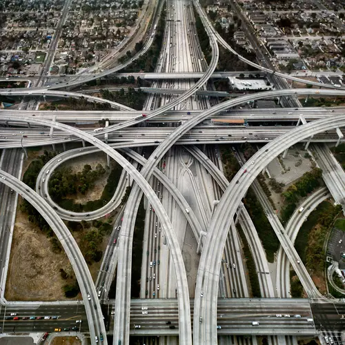 Highway #1, Intersection 105 & 110, Los Angeles, California, USA, 2003. Breezewood Pennsylvania, USA, 2008 © Edward Burtynsky