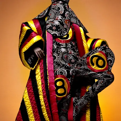 Kansai Yamamoto Makes Dancer costume, model: Marie Helvin, Vogue, 1971 © Clive Arrowsmith