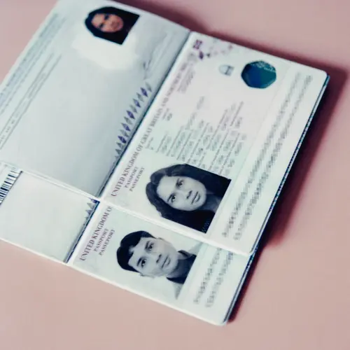 two passports stacked on top of one another displaying their photo ID page. The two photographs reflect the passport owner's gender transition.