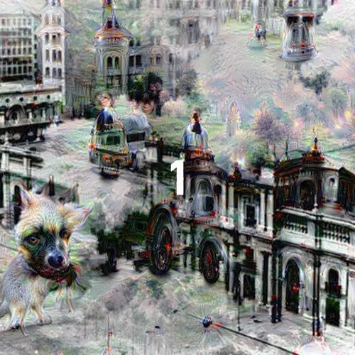 An image of a generated black and white landscape using Deep Dream