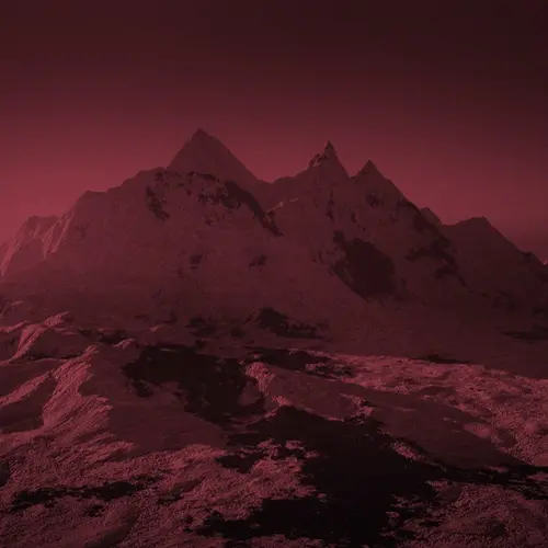 An image of Mount Everest with a deep red filter
