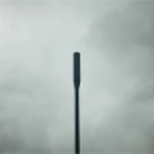 A photograph of a mast over an overcast sky