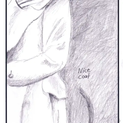 Postcard with drawing of a section of a woman's coat