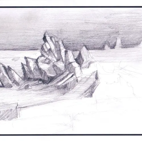 Postcard with drawing of an iceberg
