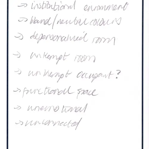 Postcard with list of words.