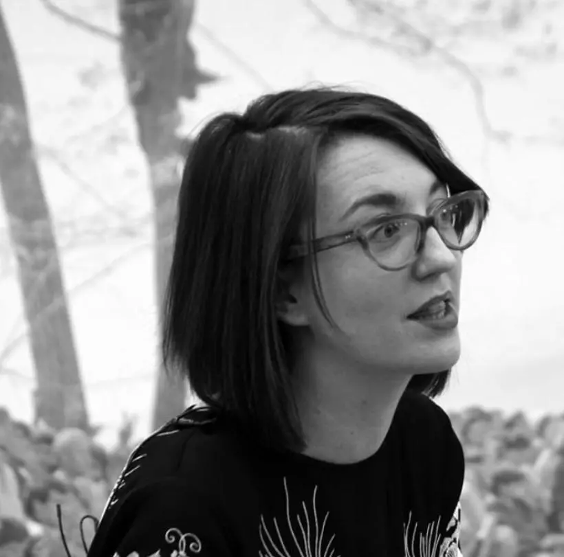 Head and shoulders black and white image of Karen McQuaid