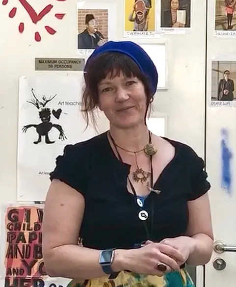 a portrait of woman in a hat. 