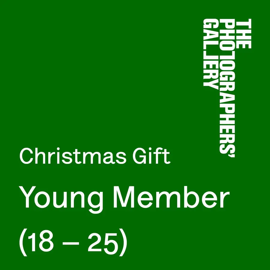 The words Christmas Gift Young Member in white on a green background