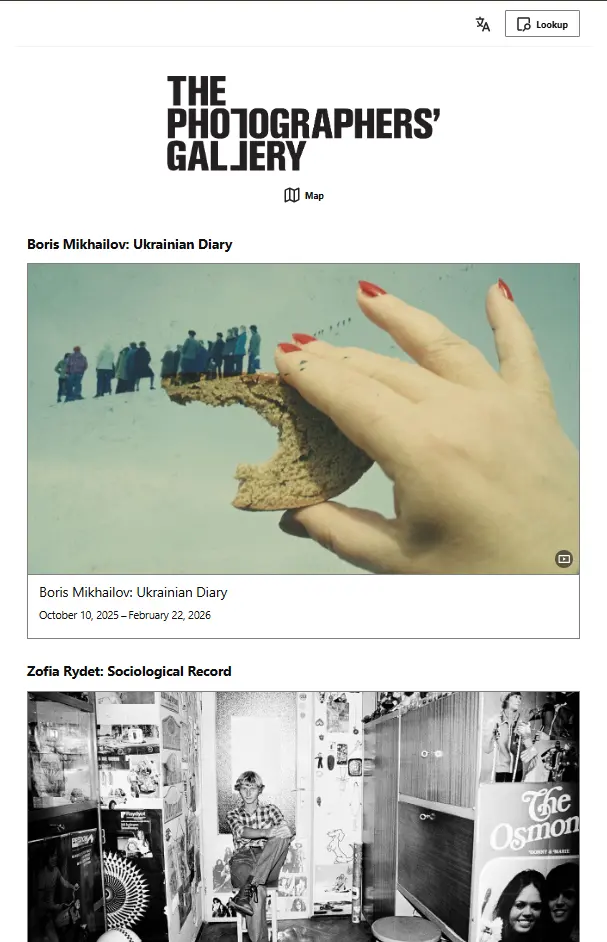Screenshot of the digital guide as seen on a phone