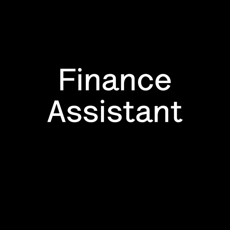 White text 'Finance Assistant' on black background