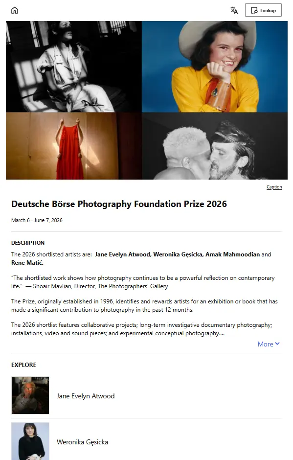 Screenshot of the digital guide as seen on a phone