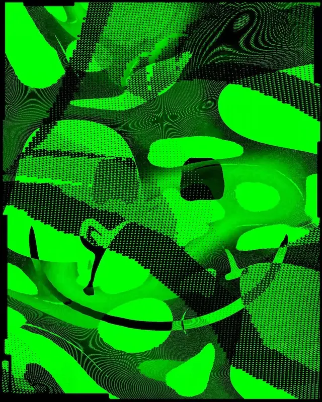 a smiley face on a green digital raster image