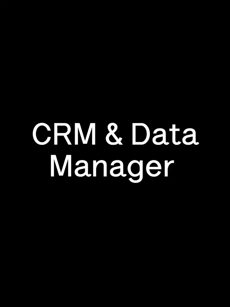 black background with white text "CRM & Data Manager"