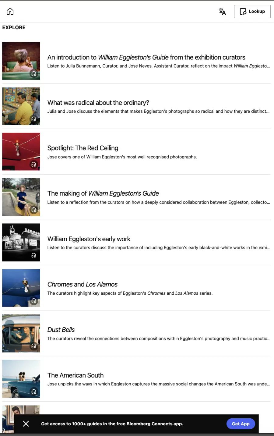 Screenshot of the digital guide homepage.