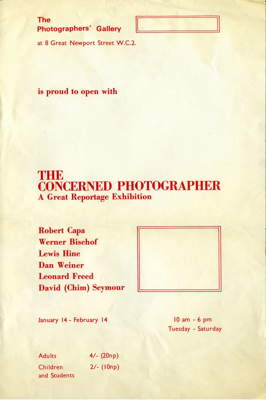 The Concerned Photographer Poster, 1971 © The Photographers' Gallery