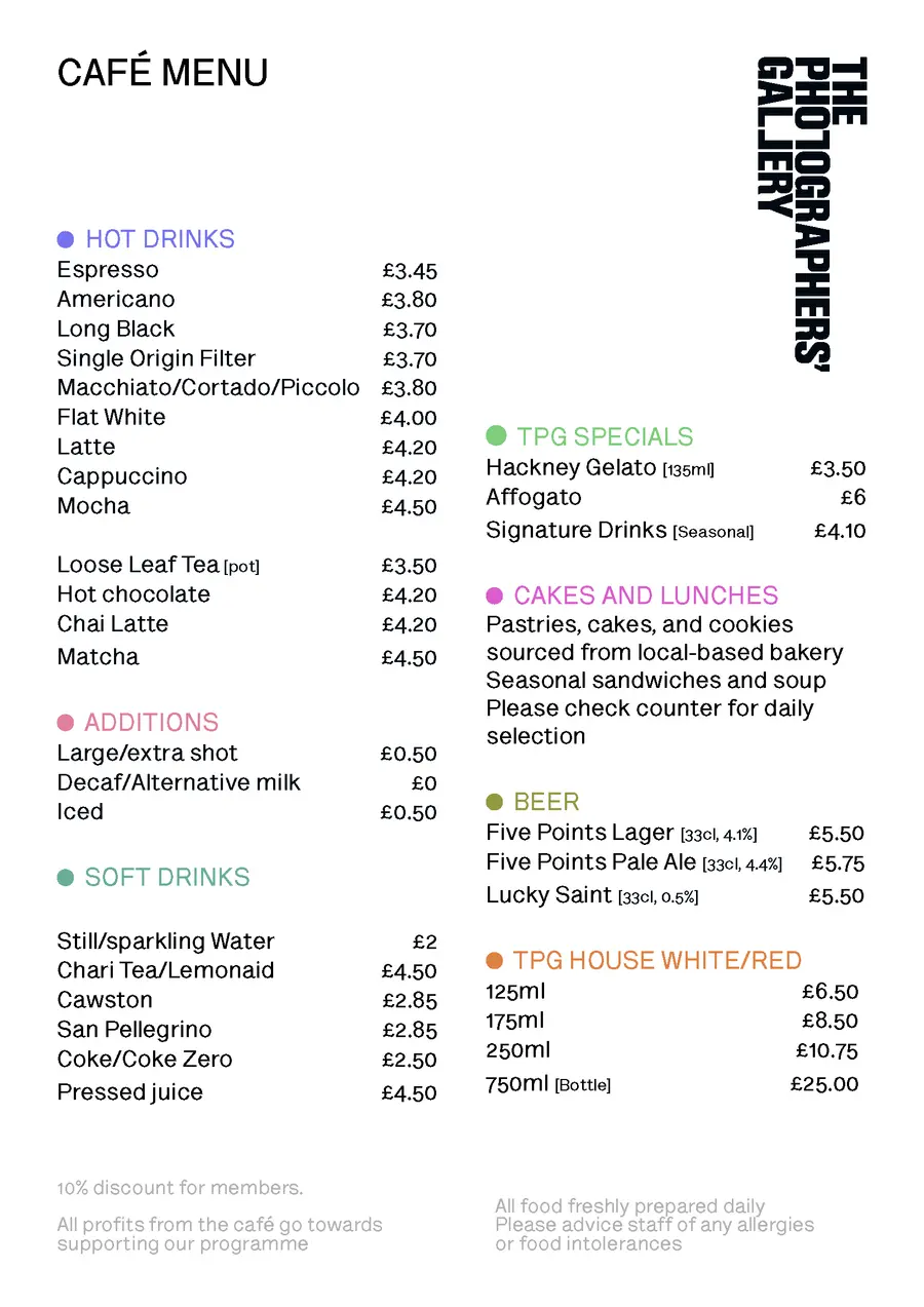 Café Bar menu