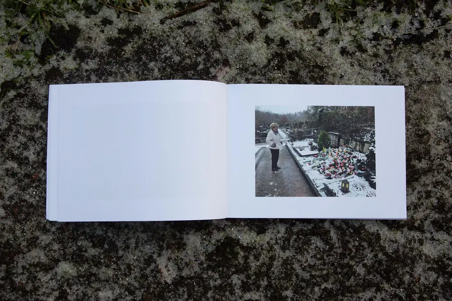 A book on a rocky ground.