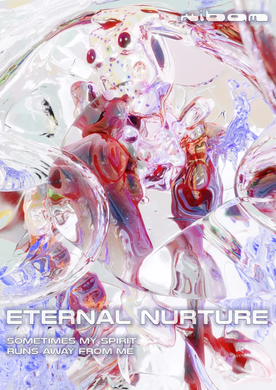 A highly computer generated image of the top of an otherwordly figure, covered in reflective translucent materials