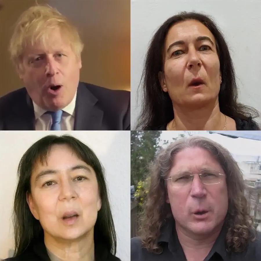 Three different faces follow the facial expression of Boris Johnson