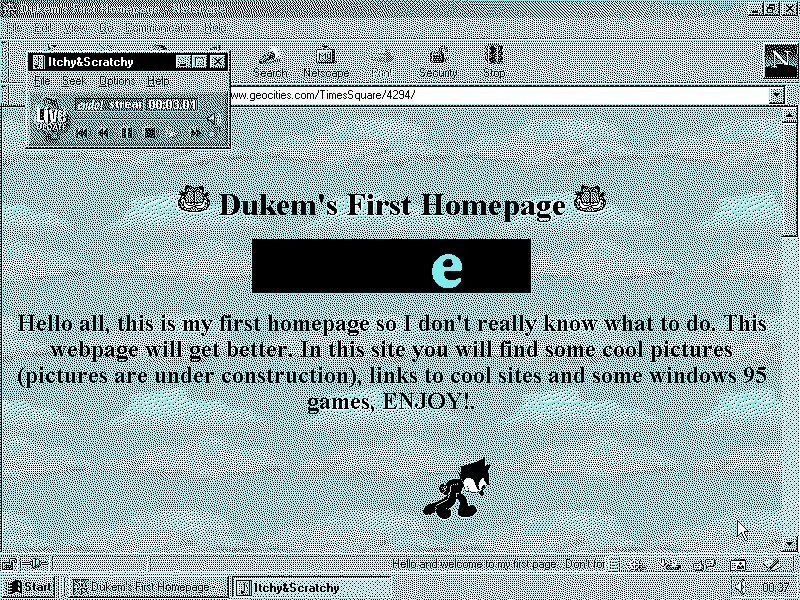 A screen shot of a geocities page