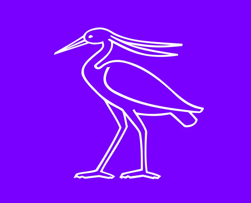 An illustration of a bird over a purple background