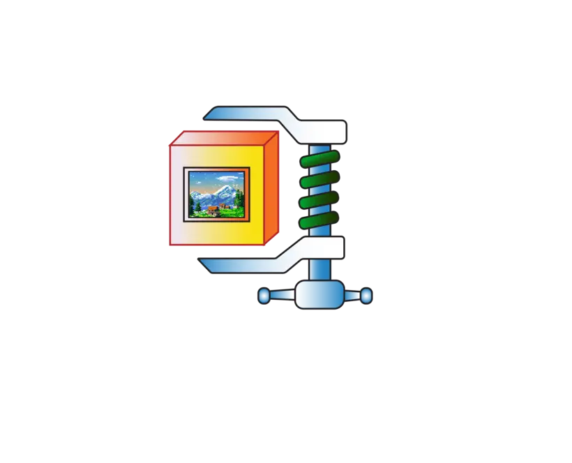 An illustration of a clamp, compressing an image in a frame - the logo for the Small File Photo Festival. 